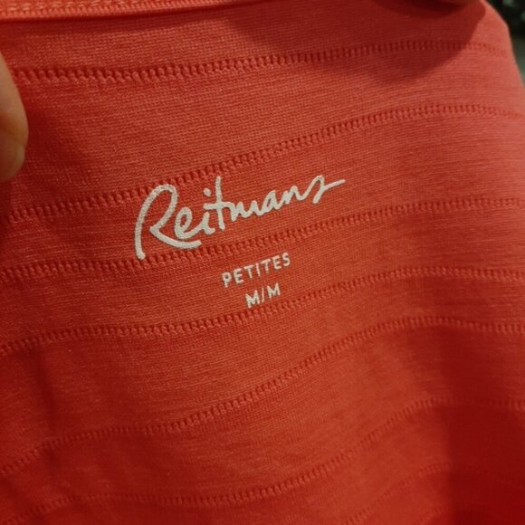 3/$20 REITMANS Pintucked Sleeveless Top Vneck Coral Tank Wide Shoulder Textured - Picture 9 of 10